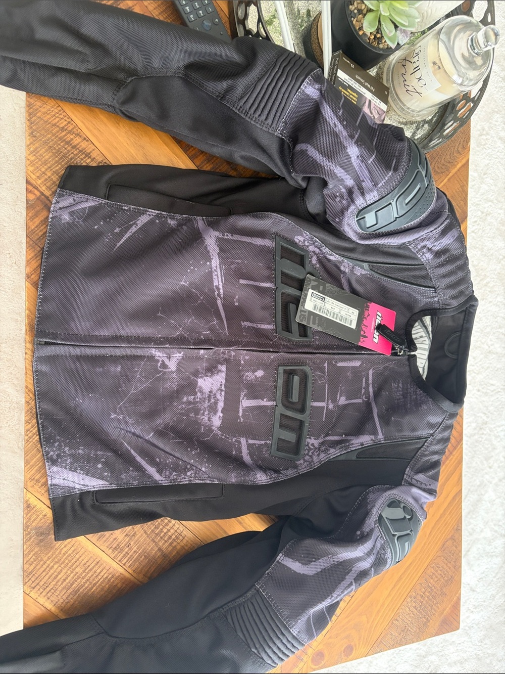 ICON Black and Purple Womens Motorcycle Jacket Overlord type 1